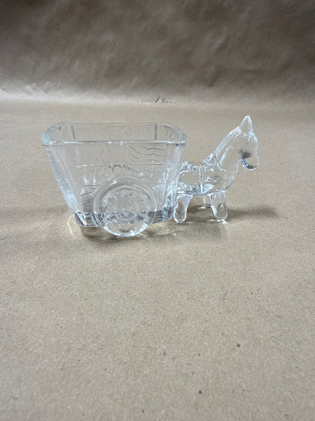 Small Clear Glass Donkey With Cart