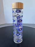 Anthropologie Hamsa & Evil Eye Glass Travel Tumbler with Bamboo Lid