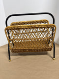 Metal/Rattan Magazine Rack