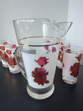 6-Piece West Virginia Glass Radiant Rose Vintage Pitcher & Tumblers Set