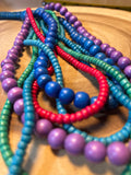 Multi Strand/Color Wooden Beaded Necklace