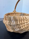 Natural Buttocks Basket with Hand Painted Floral Handle