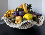 Hand Made Italian Majolica Vintage XL Ceramic Fruit Basket Centerpiece