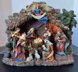 Large Lighted Resin Nativity with Box (WORKS)