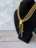 Triple Gold Tone Strand Tassel Necklace