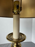 Stiffel Brass Candlestick Lamp with Reptile Leather Shade (WORKS)