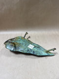 Heavy Weight Footed Metal Leaf With Frog