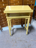 Yellow Painted Book Stand on Casters