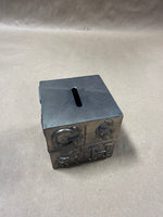 Silver Plate Cube ABC Piggy Bank