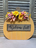 Wooden Welcome Fall Pumpkin