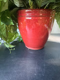 Artificial Greenery Arrangement in Red Ceramic Pot