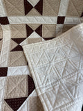 Shades of Brown Classic Star Patchwork Vintage Hand Made Quilt (B)