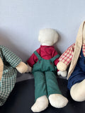 3 Piece Farmhouse Folk Art Stuffed Bunnies And Doll