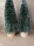 Pair Of Flocked Christmas Trees With Wooden Base (D)