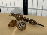 Brown Tone Glass Ornaments, 3 pc