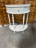 White Demilune  Side Table with Drawer