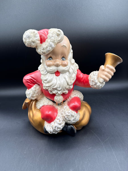 Ceramic Christmas Santa Claus With Bell Music Box WORKS