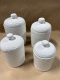 Set Of 4 Gibson Housewares White Ceramic Canisters