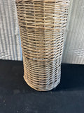 Faux Sunflowers in Wicker Woven Floor Vase