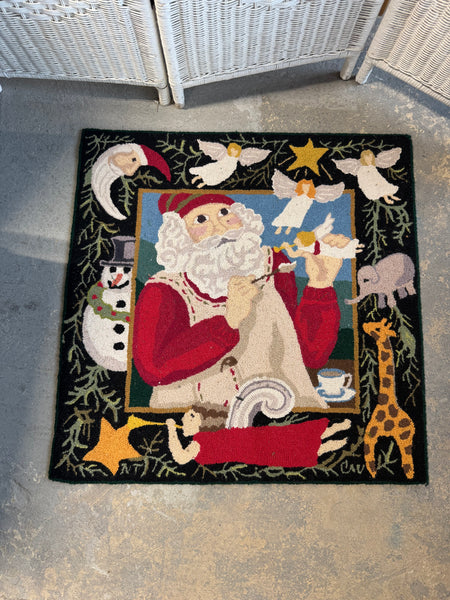 (C) Claire Murray & Nancy Thomas Kindred Spirits Collection: Folk Art Santa Wool Hook Accent Rug