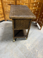 Lightweight Brown Wicker Cart on Casters
