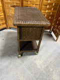 Lightweight Brown Wicker Cart on Casters
