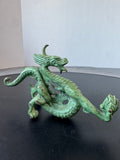Green Cast Iron Asian Dancing Dragon Sculpture