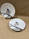 Pier 1 Snow Forest Titmouse Salad Plates — Pair (C)