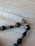 Black & Clear Beaded Teardrop Fringe Necklace