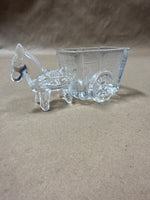 Small Clear Glass Donkey With Cart