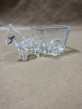 Small Clear Glass Donkey With Cart