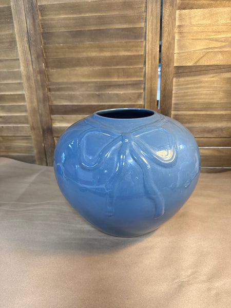 Periwinkle Haeger Style Vase With Bow