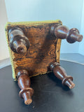 Wooden Vintage Floral Needlepoint Foot Stool AS IS (READ DESCRIPTION CAREFULLY)