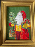 Gilt Framed Folk Style Santa Print