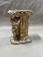 Cherubs Holding Onto Pillar Bookend