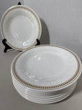 Set Of 9 Off White And Gold Rimmed Melamine Plates