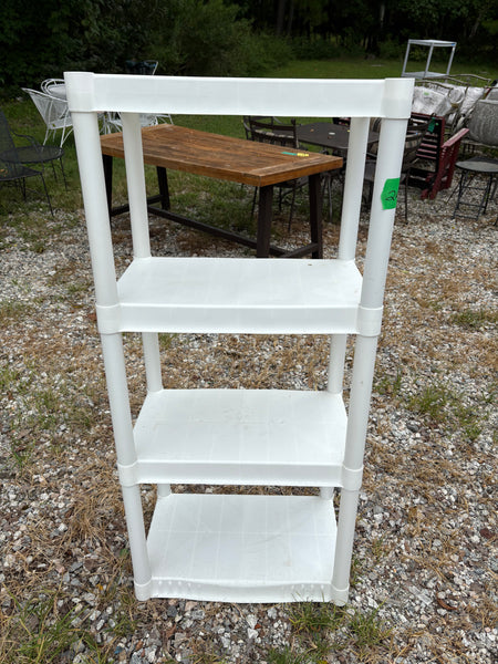 4 Tier Small White Plastic Garage Shelving Unit, Lightweight