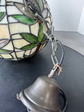 Palm Tree Vintage Stained Slag Glass Hanging Globe Light