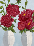 Red Peonies Original Painting on Canvas by Ginger Olansen; Signed