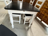 Ikea Dining Table with Leaf and  (7) Chairs, painted black & white