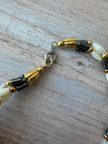 White, Black & Gold Beaded Rope Necklace