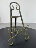 Distressed Green Wrought Iron Scroll Table Top Display Easel