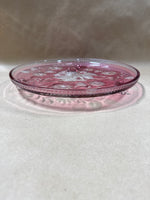 Floral Pink Footed Cake Plate