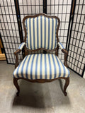 Ethan Allen Blue/White Striped Arm Chair