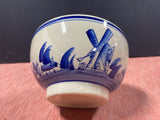 Vintage Delft Blue Windmills Serving Bowl, Hand-Painted