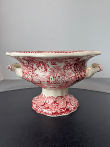(A) Mason’s England Vista Pink China Footed Pekin Salad Bowl