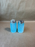 Pair Fenton Blue Hobnail Salt & Pepper Shakers Vintage