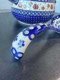 Boleslawiec Hand Made Blue Pumpkin Polish Pottery Lidded Soup Tureen with Ladle