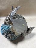 Blue And Orange Wicker Style Resin Turkey