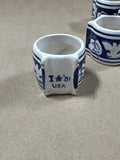 Crackled Bunny Ceramic Napkin Rings - Set Of 4
